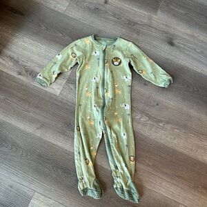 3/20$ Tuffy green jungle safari theme footie/footed sleeper/pyjama size 18M
